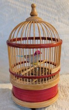 Vintage Wooden Bird Cage Wind Up Motion/Animated Movement- See Video picture
