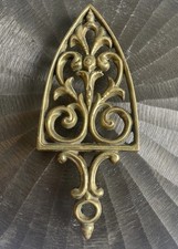 Antique Vintage Small Footed Solid Brass Scroll Work Iron Trivet picture