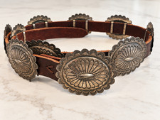 Kirk Smith Navajo Sterling Silver 9 Concho Belt KS Signed Vintage Dead Pawn picture
