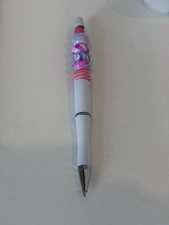 Handmade Pink Blue Swirl Beaded Retractable Ballpoint Pen picture
