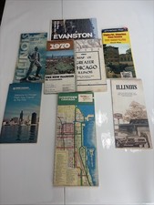 VTG  Chicago Illinois Maps Lot Of 8 1970s Ephemera Elgin Evanston Mapco Highway picture