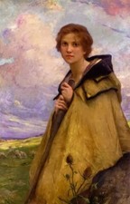 Oil painting beautiful young girl beauty in landscape  picture