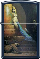 Frazetta - Egyptian Queen - Blue Matte Zippo Lighter picture
