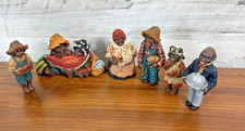 Vintage June McKenna African American  Hand Painted Christmas Ornaments Lot of 6 picture