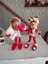 TWO (2) VINTAGE 2008 ANNALEE CHRISTMAS PIXIE ELVES RED  picture