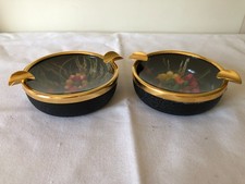 Vintage 1970's Handmade Decorative Trinket Dishes with Polished Brass Rim picture