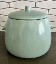 La Solana Ware Turquoise Blue Earthen Pottery Cookie Jar Bean Pot Mid Century picture