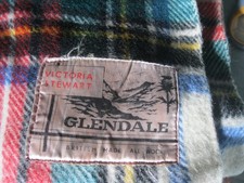 VINTAGE GLENDALE WOOL PLAID BLANKET 66X56 VGC picture