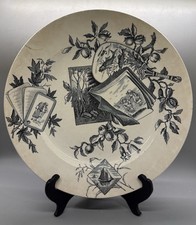 Antique Grove Black Transferware Staffordshire Plate 10.5” F.W. Aesthetic picture