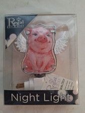 Flying Pig Night Light Glass Nature Country Decor Pink Regal Art & Gift picture