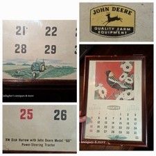 Framed Vintage 1956 JOHN DEERE Calendar Model 60 Power-Steering Tractor & Bird picture