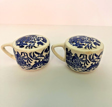 Blue Willow salt pepper shaker 2 pc set mini mug design w/handle picture