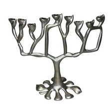 Vintage 1994 David Klass Tree Of Life Menorah Signed Pewter Metal 8in USA MCM picture