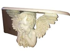 Vintage Large Angel Face Shelf Cherub Cream Resin Angel Wall Shelf picture