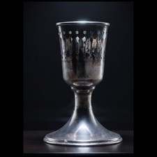 Vintage Sterling Silver Pierced Cutout Kiddush Cup Goblet Chalice Judaica 23g picture