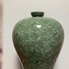 Korean celadon vase 35cm antique blue-green ceramic collectible art picture
