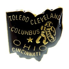 Ohio Toledo Cleveland Columbus Cincinnati State Outline Lapel Pin picture