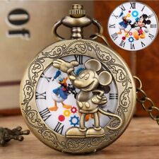 Disney Mickey Mouse Pocket Watch Mickey/Donald Dancing Dial & Bronze Mickey Case picture