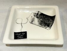 Fishs Eddy STEEP UP TO THE PLATE Ceramic Tea Bag Rest Dish 4.25