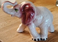 Porcelain Elephant Hand Painted Coin Bank Figurine 6