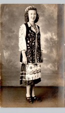 NICE LADY ETHNIC COSTUME newark nj c1940 postcard jersey real photo rppc norway? picture