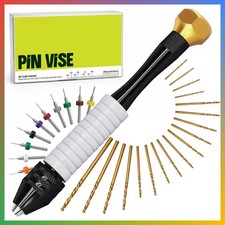 Hand Drill Pin Vise Set 28 Micro Bits Resin Jewelry Craft Wood Plastic PCB picture