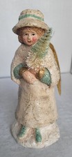 Vintage Teena Flanner Angel W Tree And Hat. Midwest. Mint Green. Adorable picture