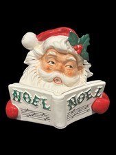 Vtg Lipper Mann Christmas Large NOEL Santa Candle Holder Ceramic Japan RARE picture