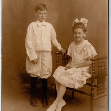c1910s Atlantic City, NJ RPPC Knickerbocker Boy Girl Flett Studio Photo Postcard picture
