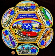 BSA RAINBOW COUNCIL 197 OA 2026 JAMBOREE 7-PATCH ROUTE-66 GMY SET ONLY 31 MADE picture