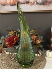 Vintage mid-century 16 inch avocado green LE Smith pedestal swim vase. picture