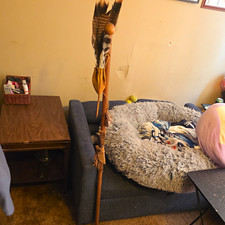Authentic Native Medicine Man Walking Stick, Contents Of Medicine Bag In Pic picture