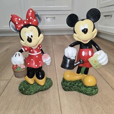 Vintage K-Mart Disney Mickey & Minnie Mouse Floral Garden Statuettes Resin picture
