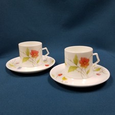 Set 2 Replacement Mikasa Just Flowers Bone China Demitasse Cups + Saucers A4-182 picture