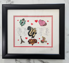 Pepe Le Pew Authentic Com. Pin & Lithograph Framed Picture Warner Bros #9/1500 picture