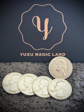 Real Silver 1964 Expanded Shell Set Quarter Coin Magic Trick Gimmick Gaff Yuxu picture