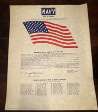 1959 U.S. Navy Hawaii 50th State Eisenhower Proclamation 50-Star Flag Print picture