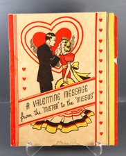 VTG Valentine Card MALE CHAUVINIST SEXIST RUDE Raising His Fist at Her CRAZY picture