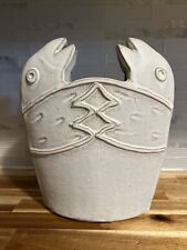 Terry Oss Matte White Two Headed Fish Vase picture