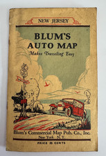 Vintage ca 1926 Blum's Commercial Auto Map of New Jersey fold-out roads folder picture