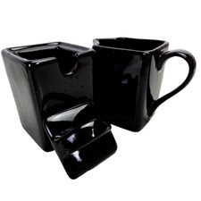 10 Strawberry Street Black Creamer Lid Sugar Bowl Pitcher Ceramic Black Vintage picture