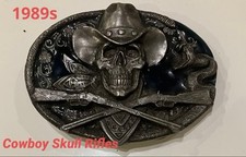 Siskiyou Vintage Western Buckle Set 1980s USA Native & Cowboy Design picture