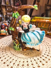 Vintage Ruebens Originals Girl On a Swing Ceramic Planter 1950s Kitsch Japan picture