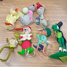Annalee Handmade Felt Figurines Lot of 7 Mouse Frog Duck Vintage Antique picture