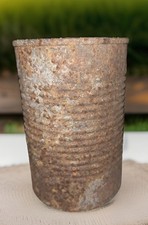 Vintage 19th century Old Rusty Can half opened Empty Add To Your Rustic Decor  picture