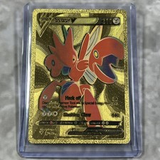 Scizor V Pokemon Gold FAN ART Card Embossed Collectible 183/181 picture