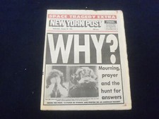 1986 JAN 29 NEW YORK POST NEWSPAPER - FINAL ED. - CHALLENGER TRAGEDY - NP 6071 picture
