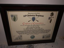 35TH INFANTRY REGIMENT / COMMEMORATIVE - CERTIFICATE OF COMMENDATION picture