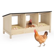 Nesting Box for Chickens Wood Chicken Coop 3 Compartments Box with Asphalt Roof picture