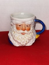 1991 Possible Dreams Santa Mug Ceramic Christmas Father Christmas Taiwan Blue picture